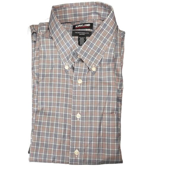 Men's sz. 16.5 Shirt Long Sleeves New w/o Tags Gray Rust No Iron - Picture 1 of 3